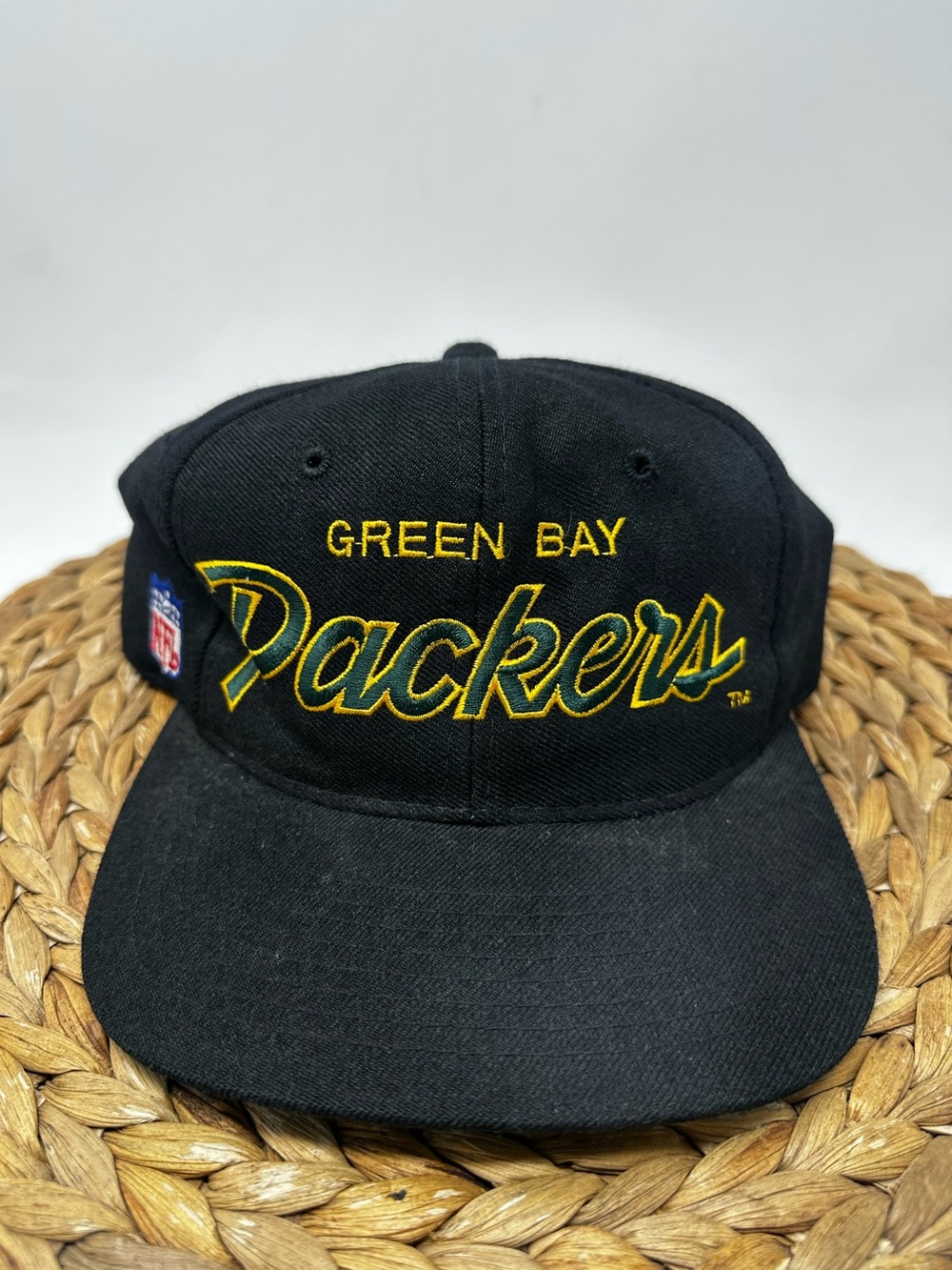 Vintage Greenbay Packers SnapBack Hat Script Sport Specialty Black Rare
